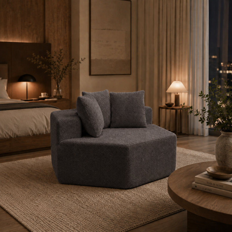 Fauteuil surdimensionné en chenille moderne et reconfigurable moderne pour studios et salles de lecture, 1 pièce