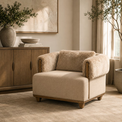 Portrait Faux-Fur Accent Chair - Toffee/Sienna Brown