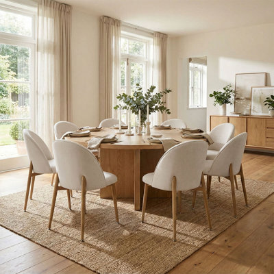 Table de salle à manger à piédestal 60 po avec 8 chaises rembourrées