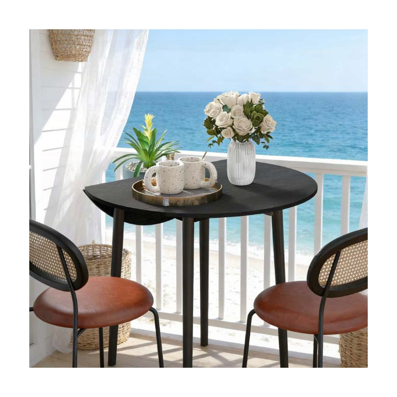 Drop Leaf Folding Dining Table - 35" Round, Pine Legs, Space-Saving for Small Spaces