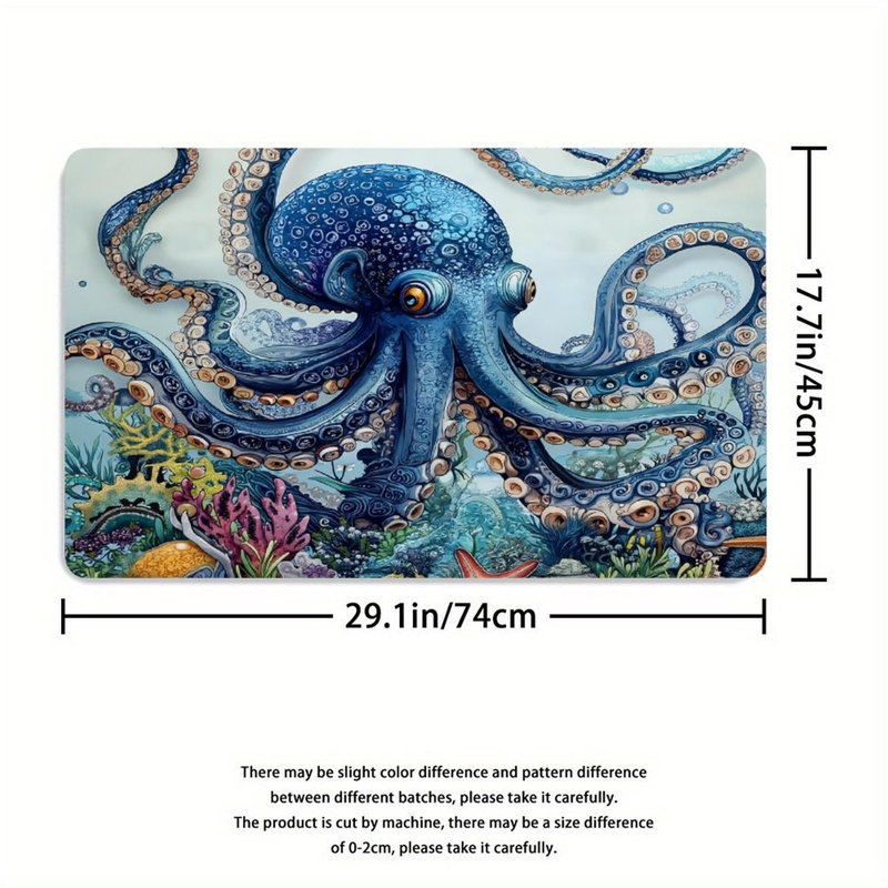 Ensemble de 3 tapis de salle de bain Blue Octopus