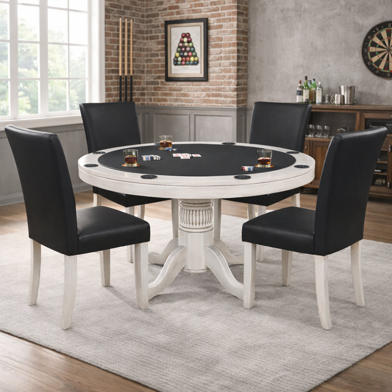 Table de poker 48 po en ardoise avec ensemble de chaise de salle à manger et table à langer de la salle de jeux RAM
