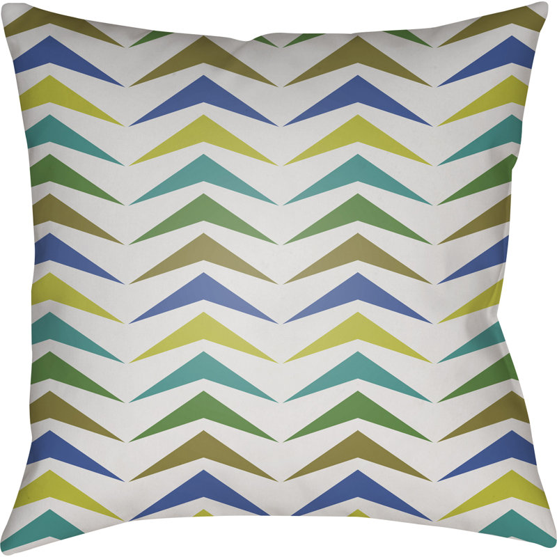 Moderne Geometric Outdoor Throw Pillow, 20" H x 20" W x 4" D, Olive/Green/Lime