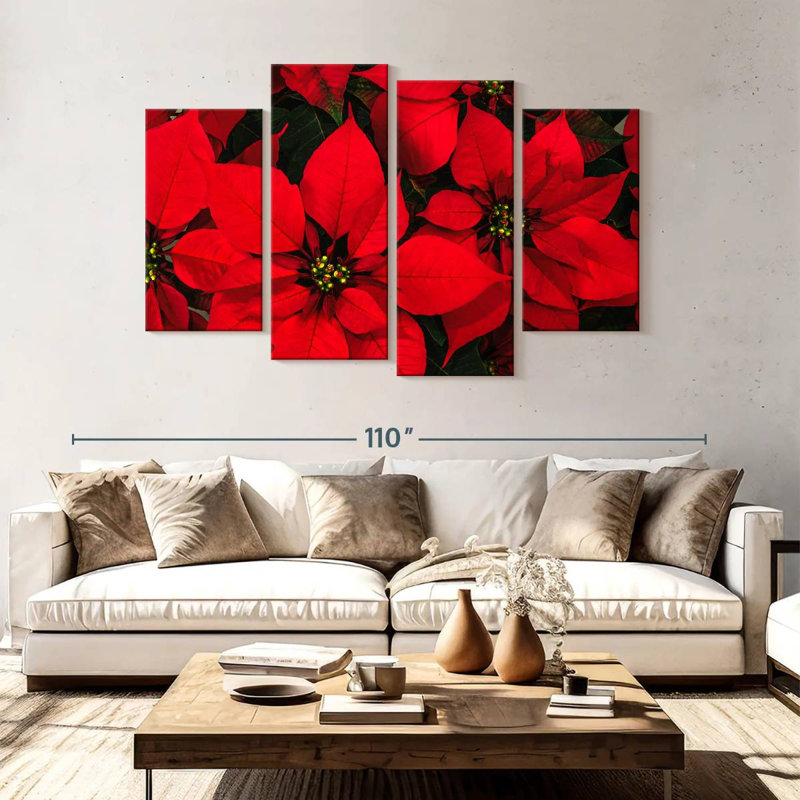 Harnek cramoisi poinsettia, H 54 po x l 84 po