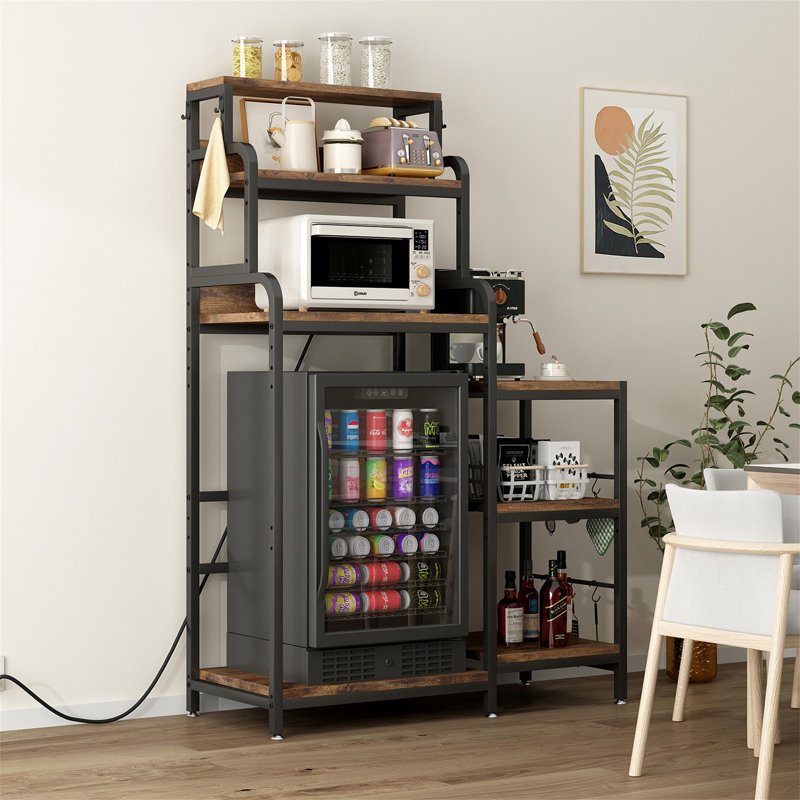 Support multifonctionnel pour réfrigérateur et micro-ondes à 7 niveaux avec 2 prises AC / 2 prises USB - Tablette de rangement
