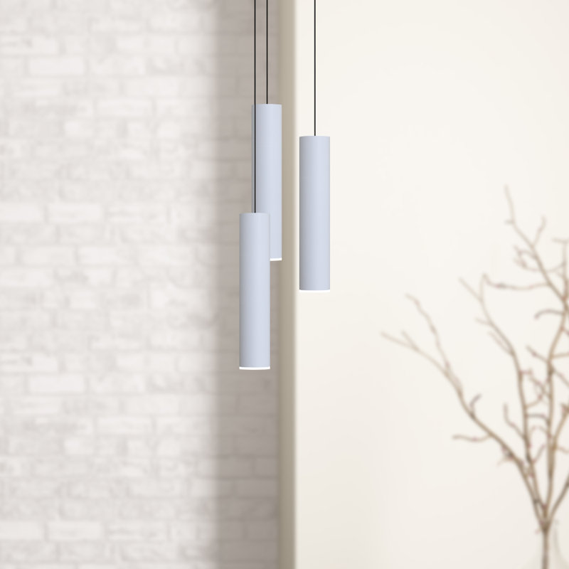 Luminaire suspendu cylindrique à 3 lumières Nevcivan, Blanc