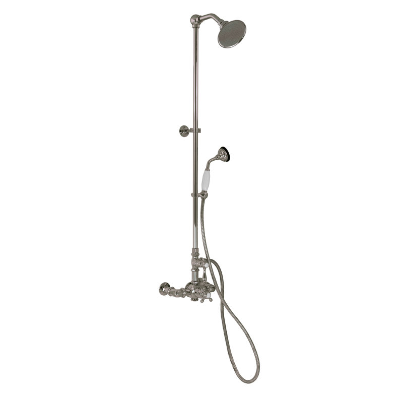 Système de douche thermostatique exposé avec inverseur, Nickel poli