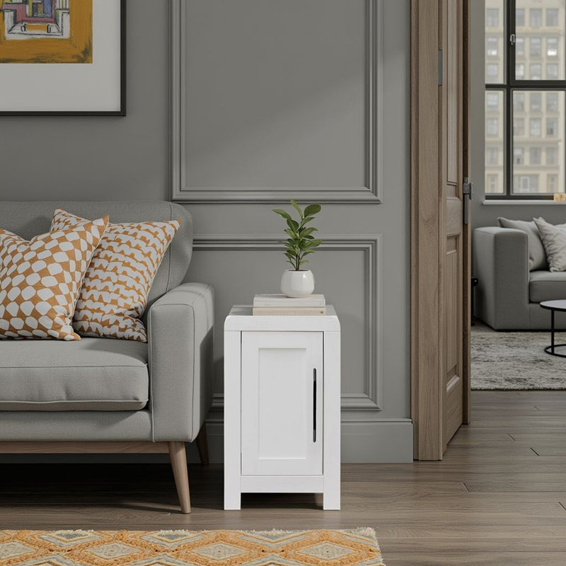 Table de chevet 15 po Haven, aucun assemblage requis, finition blanche, Blanc