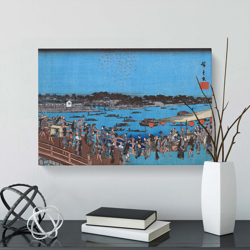 Ryogoku Hanabi No Zu by Utagawa Hiroshige - Wrapped Canvas, 35cm H x 50cm W x 3cm D