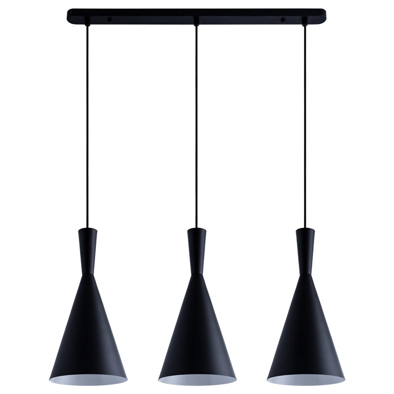 Cone pendant lamp 3-light Lido, Black