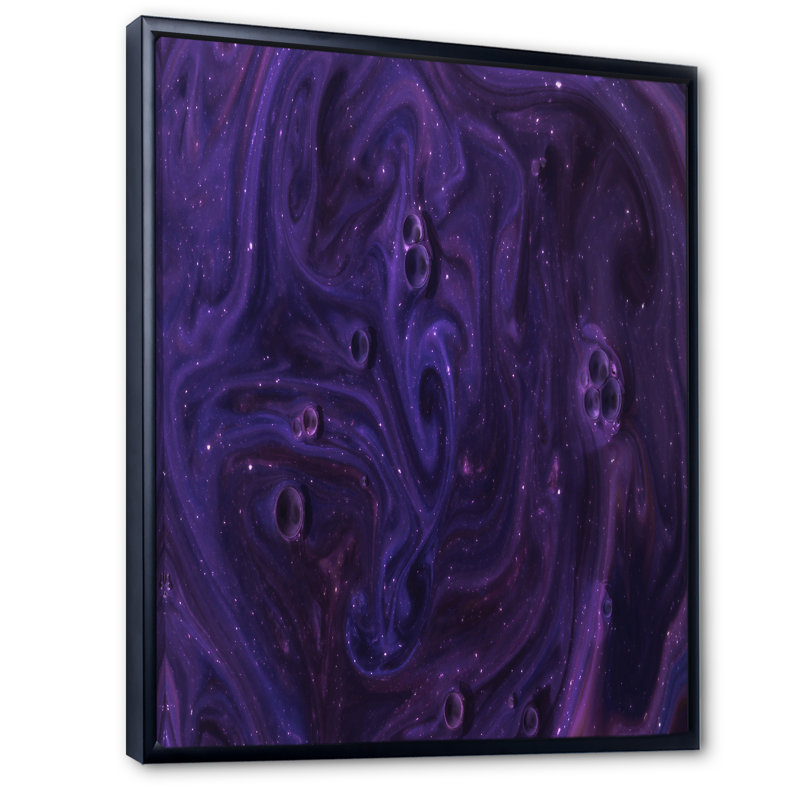 Peinture abstraite mauve foncé - art mural moderne sur toile, H 20 po x l 12 po x P 1 po, Cadre flottant noir
