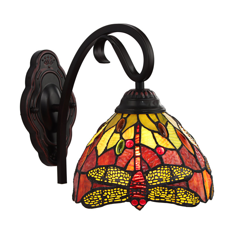 Alesandra Glass Armed Sconce, Green/Red