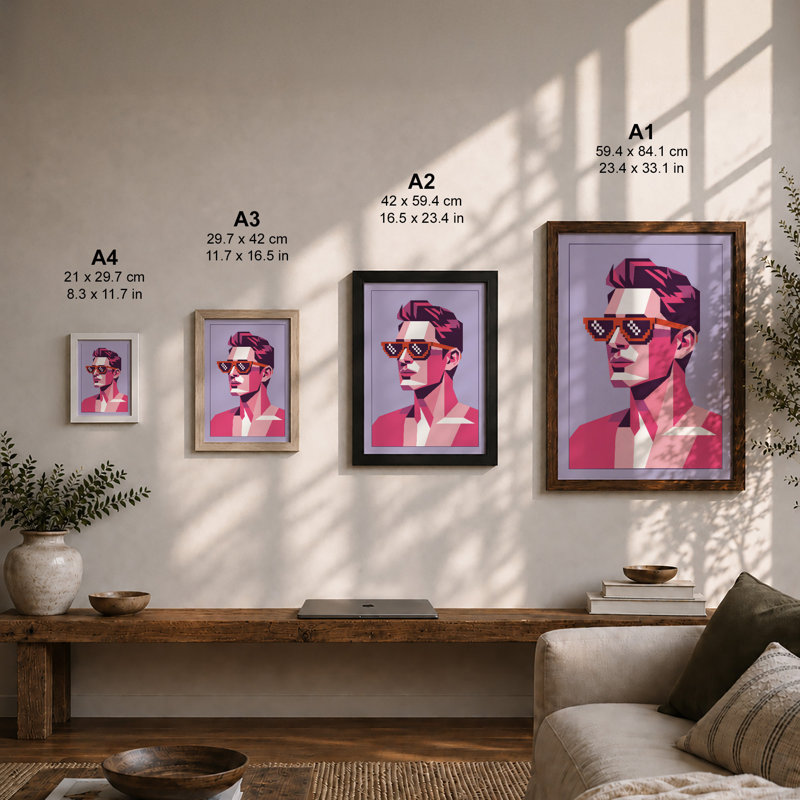 Sunglasses Statement Modern - Framed Print, A1 - 84.1 x 59.4 cm, Black