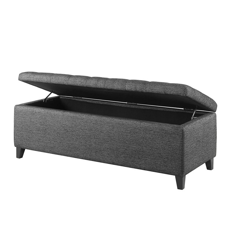 Navy Seat With Interior Storage Compartment Bench Upholstery - Accent Piece, Charcoal