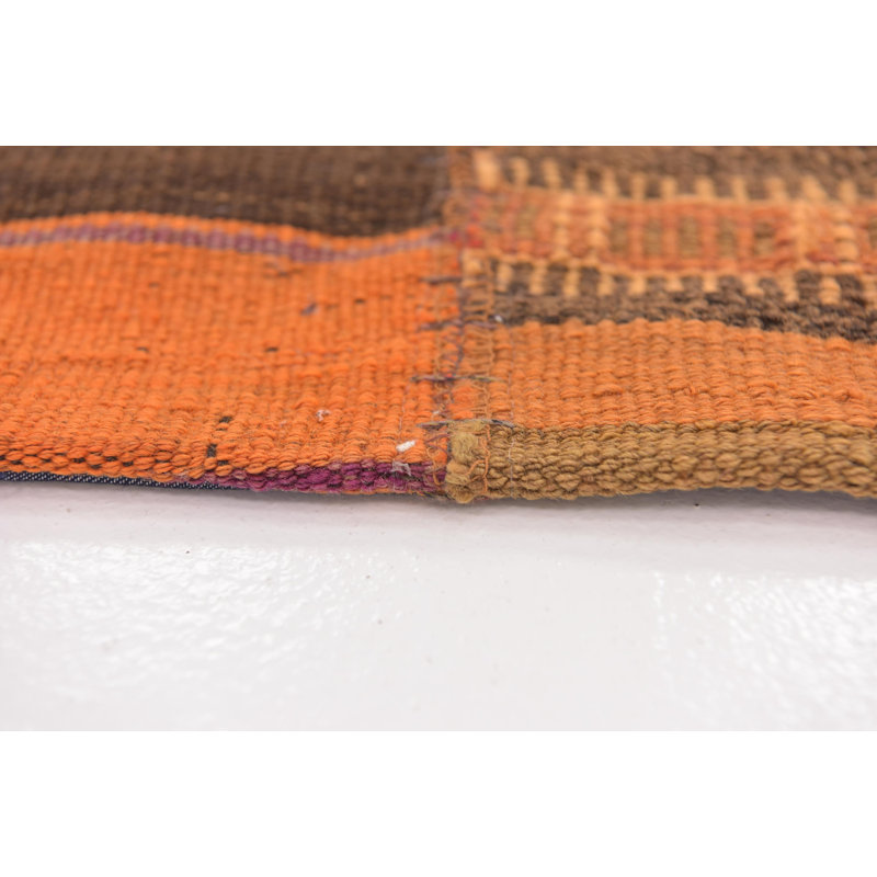 Tapis de 6'7" x 9'7" en laine marron / orange noué à la main Alexia