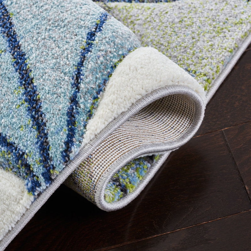 Tapis ivoire / bleu Abbie-Leigh, Rectangle 8 pi x 10 pi