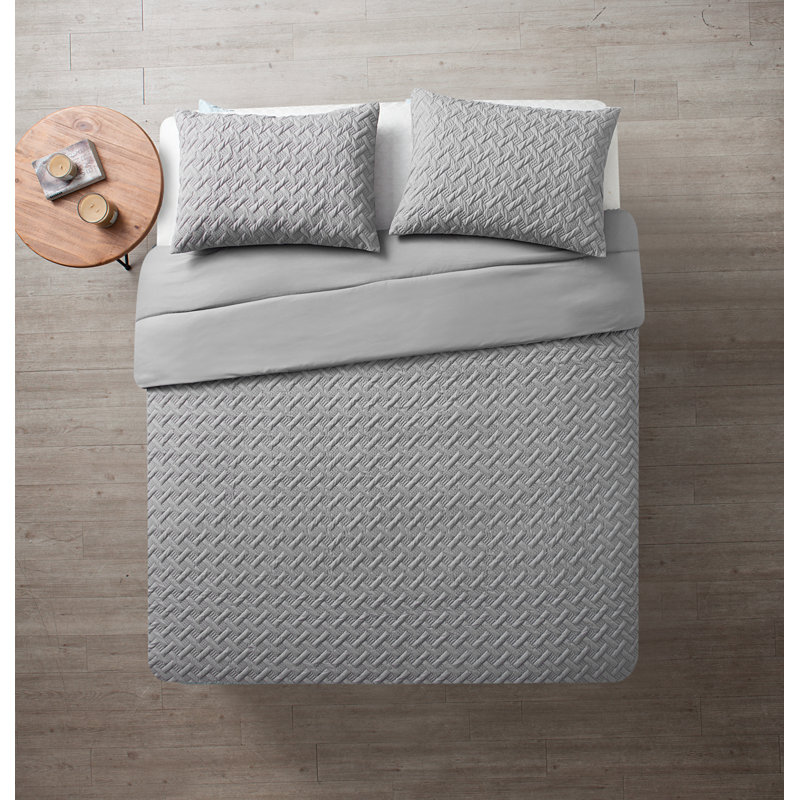 Nina II Embossed Comforter Set, Gray, Full/Queen Comforter + 2 Standard Shams