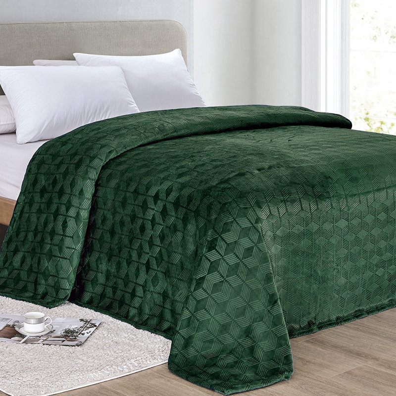 Couverture Ben & Jonah Luxury Chevron Plush - Molleton ultra doux, 100% polyester, vert, parfait pour un canapé ou un lit, très grand (102 po x 86 po)