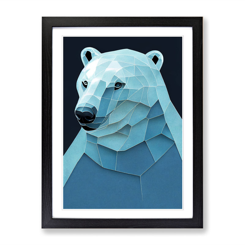 FRM-V0523-1889X Polar Bear Ice - Picture Frame Print, Black