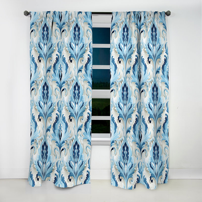Ikat Breeze I bleu et blanc - Rideau Ikat - Rideau occultant - 1 panneau, L 52 po x L 108 po