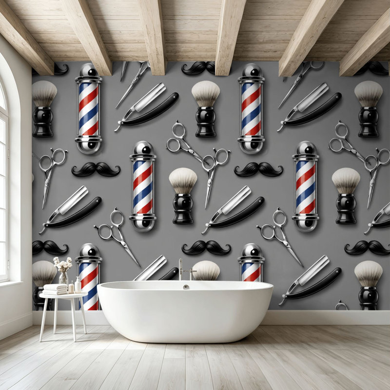 Peler et coller le papier peint mural, outils de toilettage pour barber, rasoirs droits sans soudure, art mural auto-adhésif et amovible