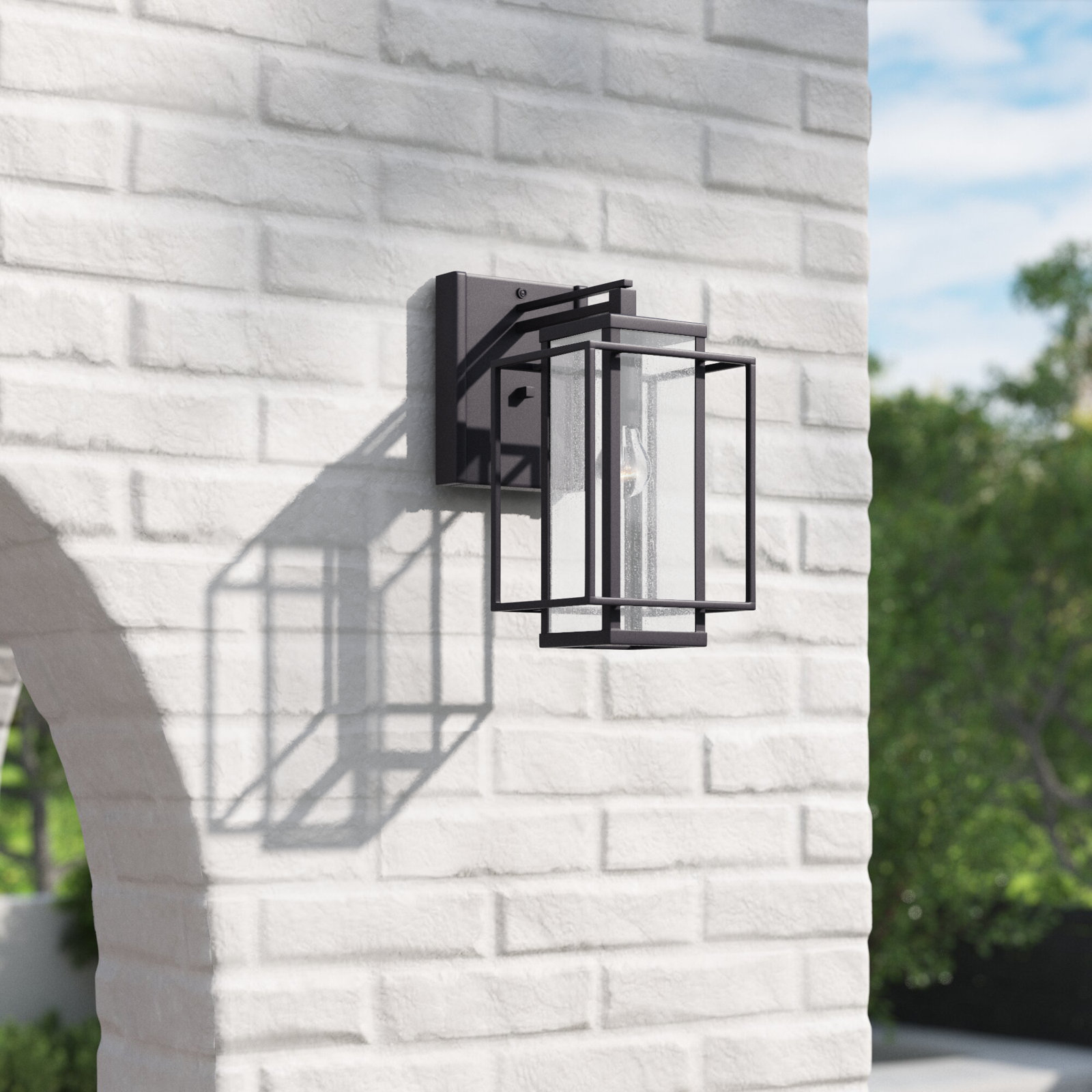 Stumbaugh Single Light Outdoor Steel Wall Light, 14" H x 7.25" W x 10.75" D