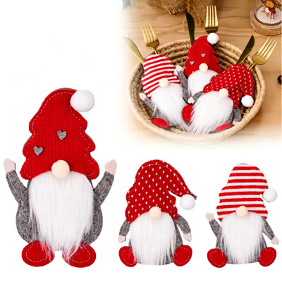 6 Pack Christmas Cutlery Holder Knife Fork Pocket Bags, Felt Swedish Gnome Cutlery Pockets, Festive Fork Spoon Tableware Pouches for Christmas Dining Table Decorations (Set of 6)