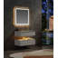 Meuble-lavabo simple mural moderne en bois massif de 36 po avec plateau en marbre et lumière-424624448