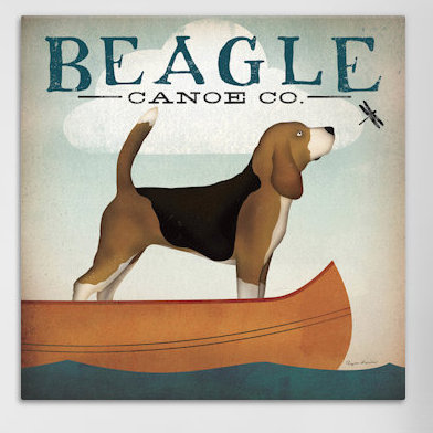 « beagle canoë co. » par ryan fowler, affiche rétro sur toile tendue, H 18 po x l 18 po x P 1,5 po