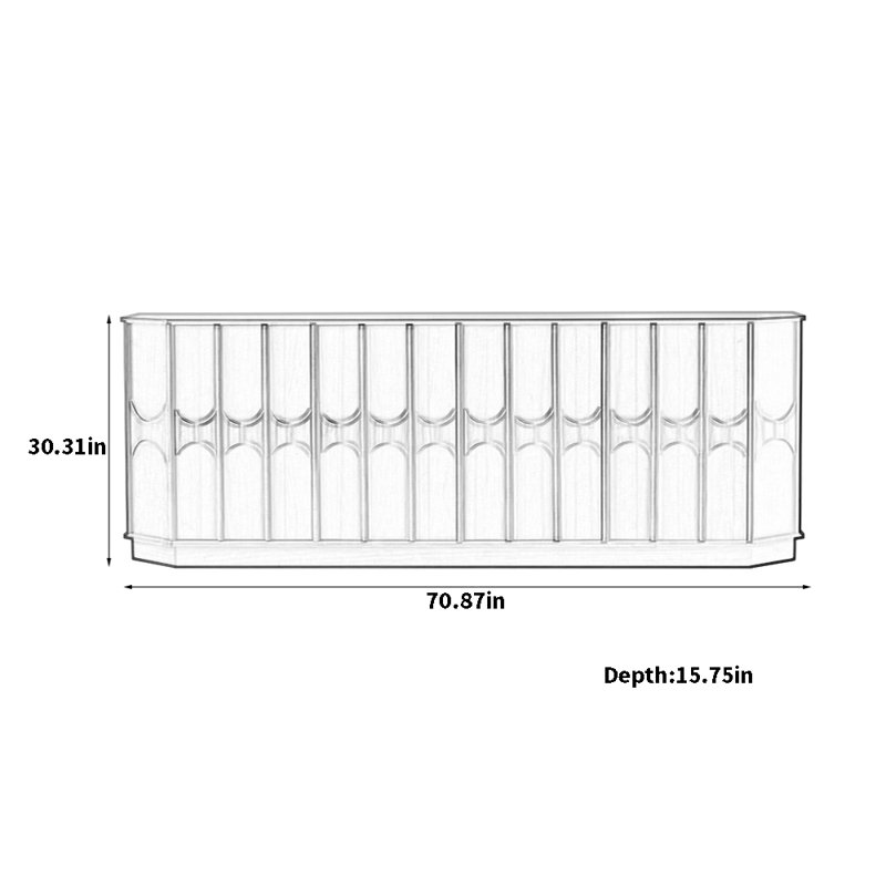 Buffet de style rétro, H 30,31 po x l 70,87 po x P 15,75 po