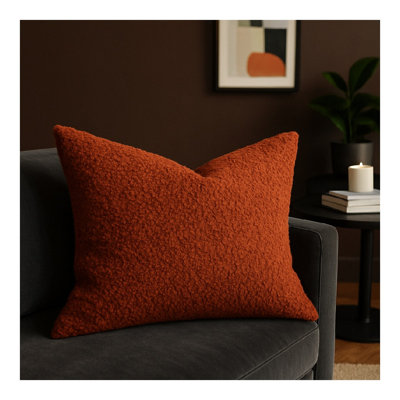 Coussin décoratif rouille brun en sherpa