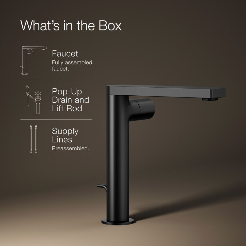 Single-Handle Bathroom Faucet with Drain Assembly, Matte Black