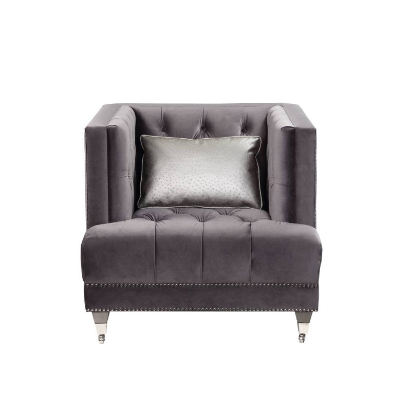 Chaise moderne en velours avec coussin Hegio