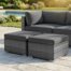 Outdoor 27.5" Wide Patio Wicker Ottoman Set with Cushions