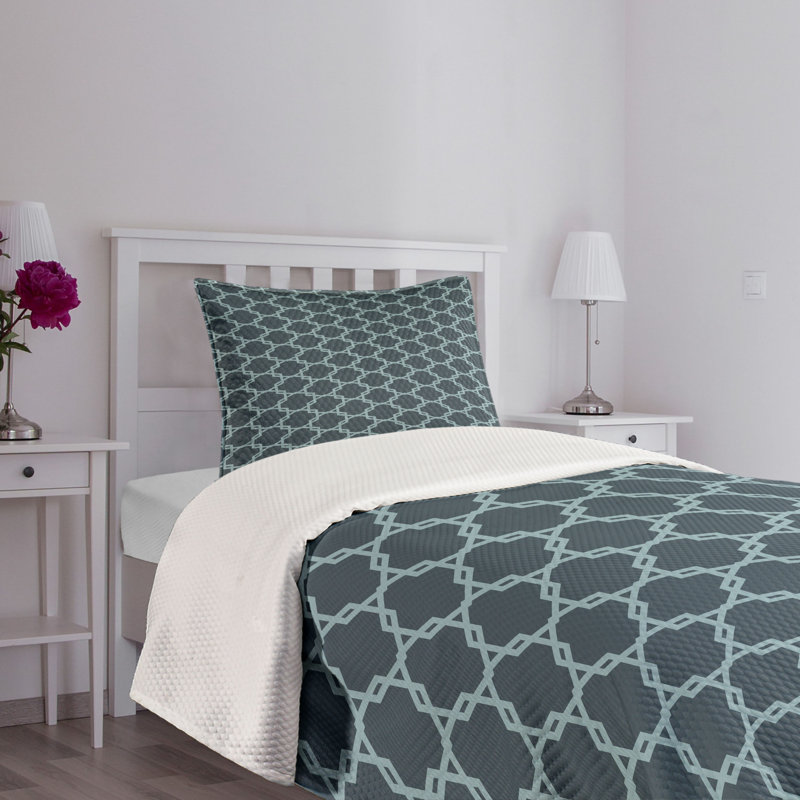 Twin Blue Quilted Bedspread Set with Pillow Sham