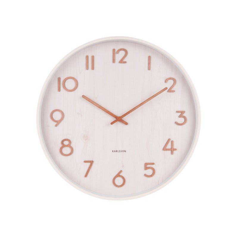 Pure Solid Wood Wall Clock, White, Large