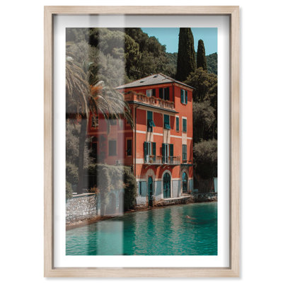 Aqua Marina Home Shadowbox Print Vintage Art Prints by Notoriart, Blonde Frame, 24 x 36