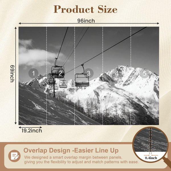 Red Barrel Studio Peel and Stick Wallpaper Chair lift ski resort snowy ...