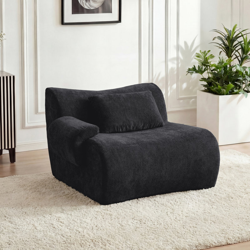 Welliver Upholstered Left Arm Facing Chair, Black, Left