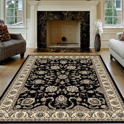 Weiser Black Traditional Oriental Area Rug