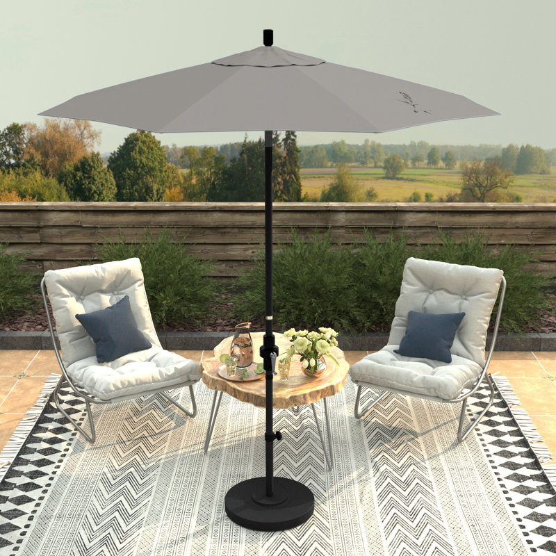 Parasol de marché 90 po Sunbrella, Matted Black, Canvas Granite Sunbrella® Canvas