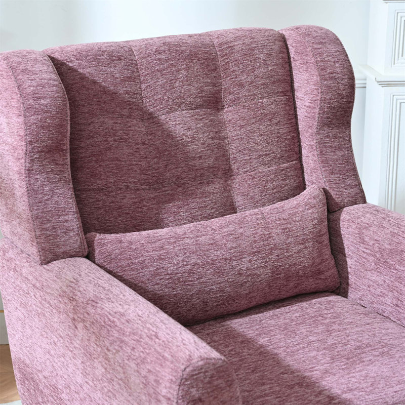 Fauteuil d'appoint moderne en chenille avec coussin lombaire, Mauve