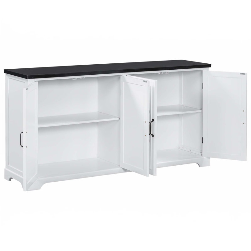 Buffet en bois de style américain avec portes et pieds en pin