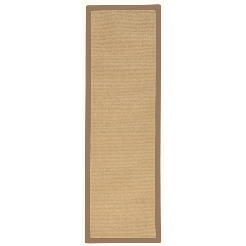 Tapis berbère beige fait à la main avec bordure en coton beige fait à la main Nannette, Tapis de couloir 2 pi 6 po x 8 pi
