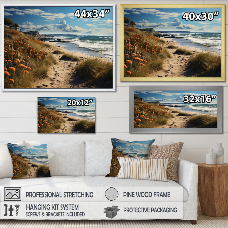 Superbe paysage côtier II sur toile, H 12 po x l 20 po x P 1 po, Cadre naturel flottant