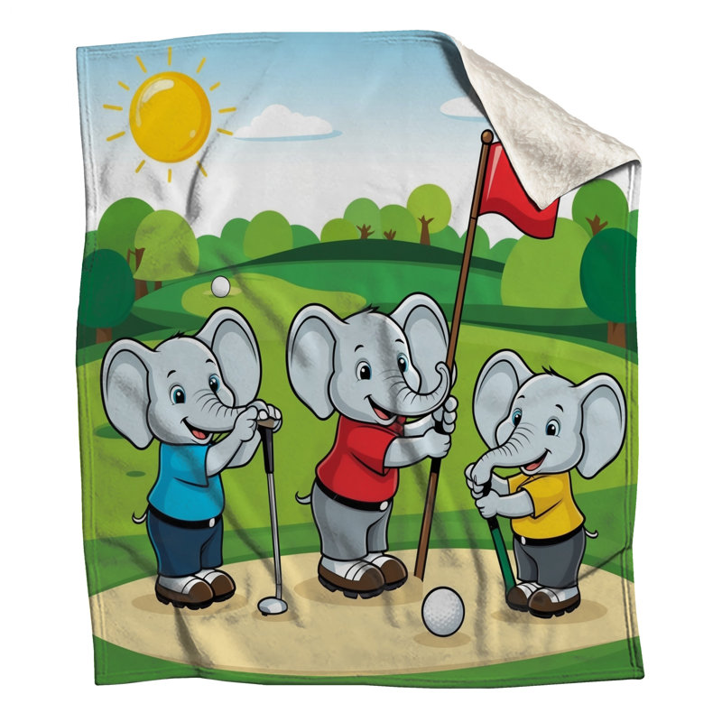 Éléphants jouant aux couvertures de golf, L 60 po x H 80 po