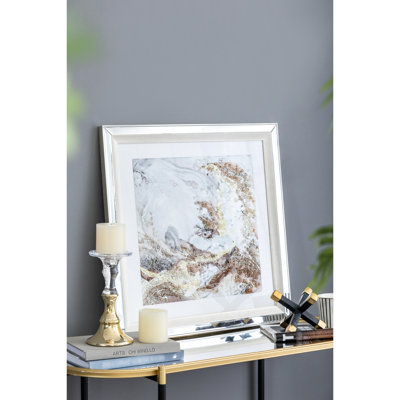 Crystal Wall Art 23.6 Inches, Multicolor Design With Gold Bronze Grey , Mirror Framed Cut Crystals, 5.7 Lbs For Modern Decor 23.6X23.6 Inches Piece, Mellow Golden Tint, Blend Of Bronze, Grey,