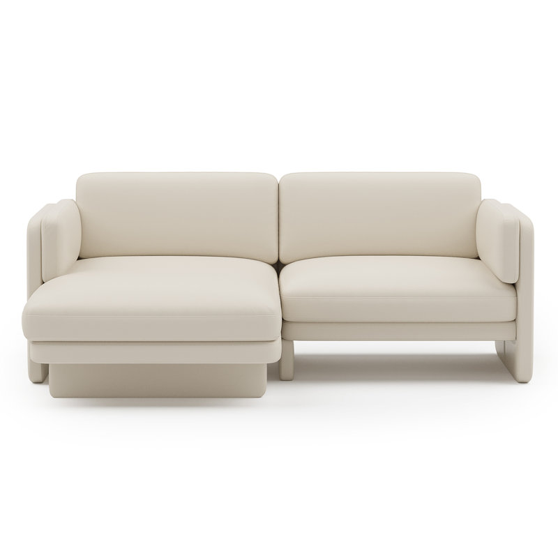 Annalise Leather 80" Left Chaise Sofa, Cream, Left Hand Facing