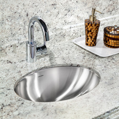 Houzer Club 13.56'' Lustrous Satin Stainless Steel Metal Oval Bathroom Sink