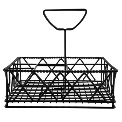 G.E.T. 5-Compartment Metal Table Top Caddy and Condiment Organizer, 9" x 7", Black